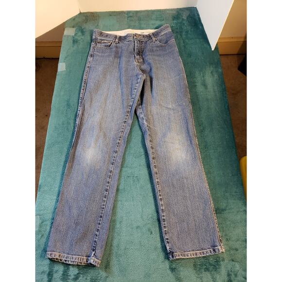 Lee Jeans Womens Sz 10 Blue Stretch Pants Straight Mid Rise Ladies Elastic Waist - Picture 2 of 12